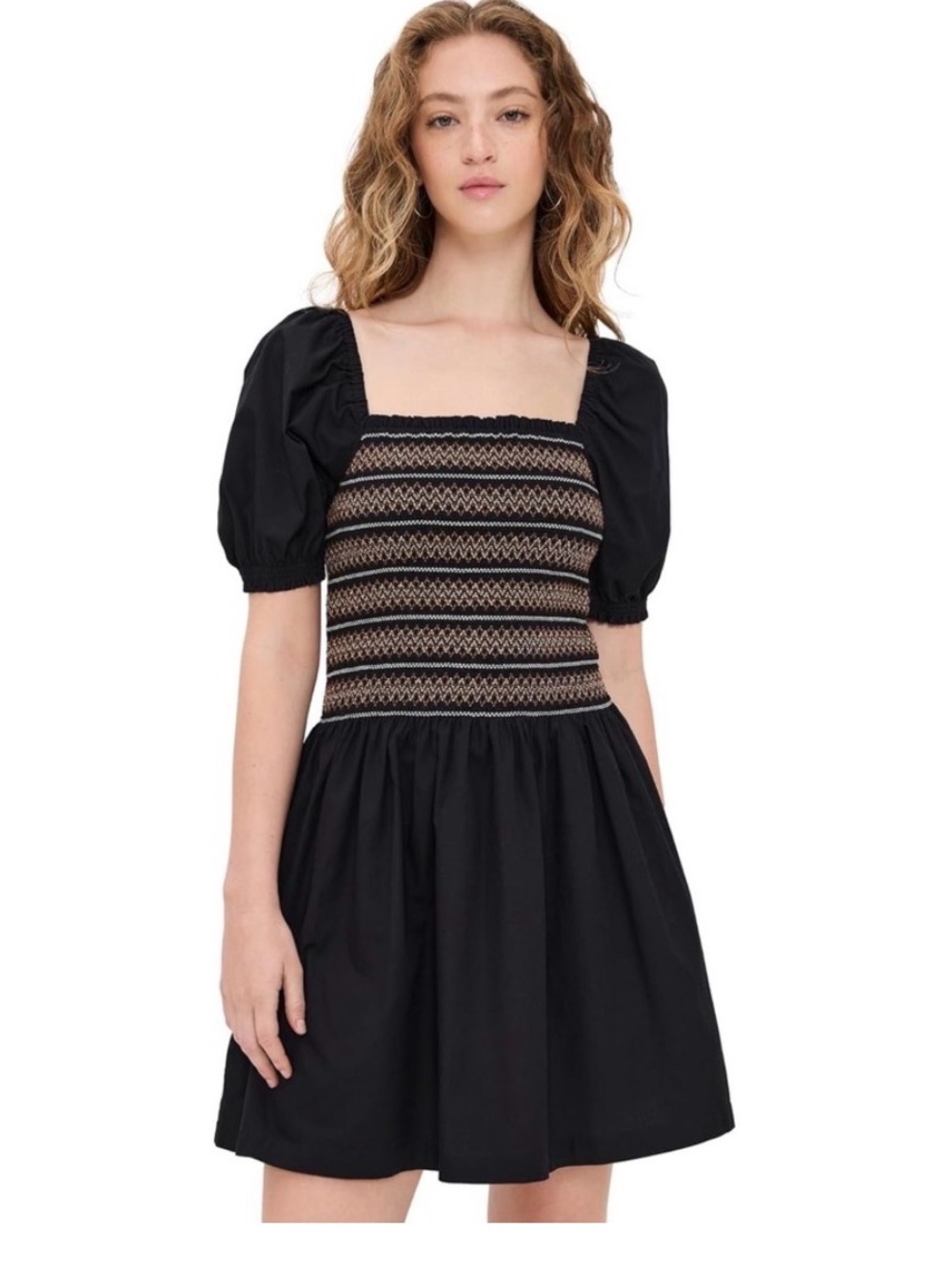 Madewell Poplin Puff Sleeve Smacked‎ Dress NEW Small